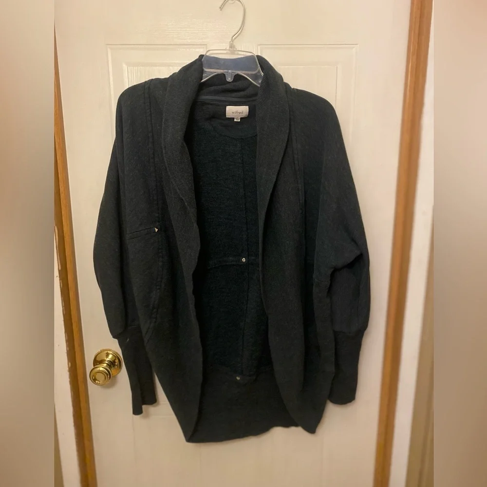 Wilfred Charcoal Open-Front Shawl-Collar Cardigan